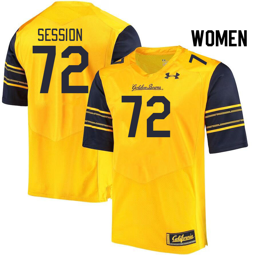 Women #72 T.J. Session California Golden Bears College Football Jerseys Stitched Sale-Gold